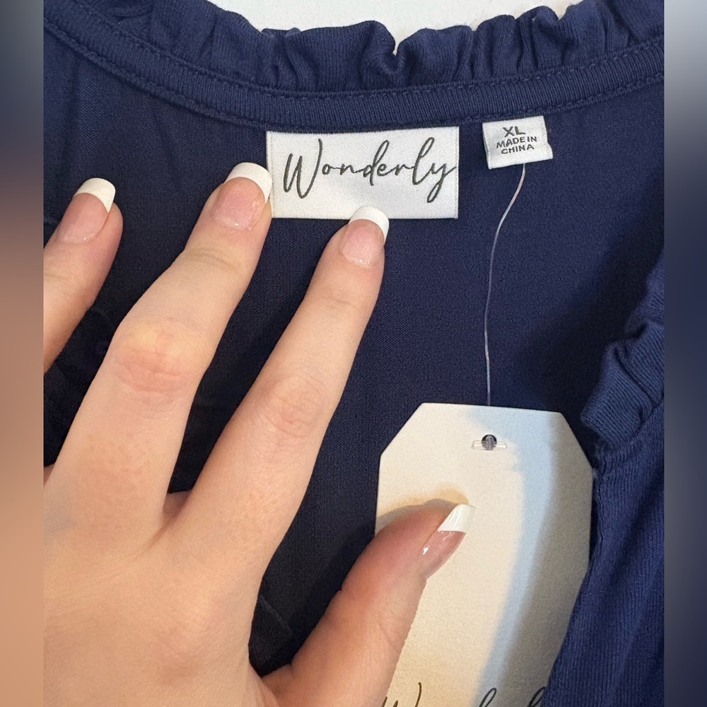 Wonderly Long Sleeve V-neck Navy Blue Knee Length Dress NWT Size XL - Picture 3 of 7
